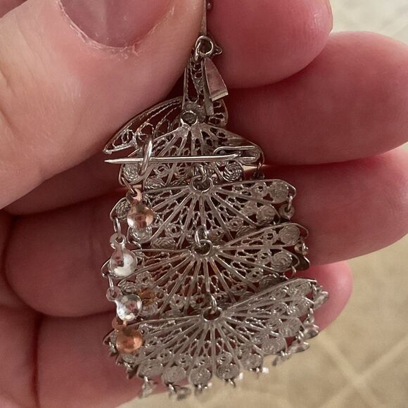 STERLING silver 925/Gold plated Peacock pendant/pin - Picture 12 of 14